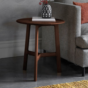 Madri Round Side Table Walnut