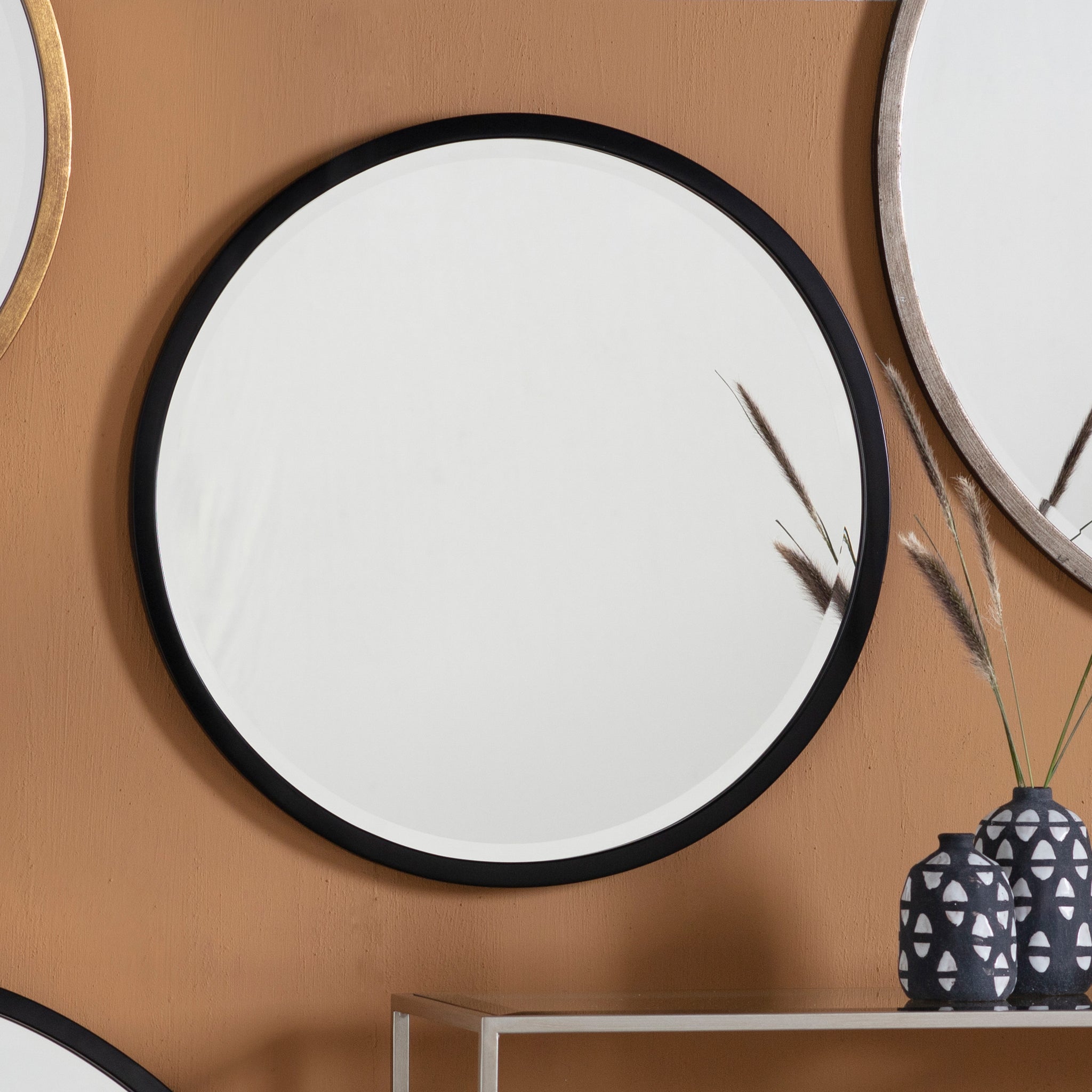 Higgs Round Mirror Black 60 x 60 cm