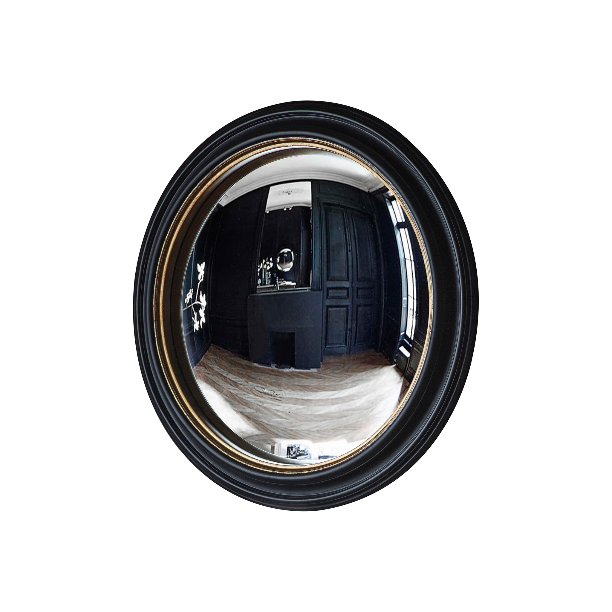 Rockford Convex Mirror Black & Gold 50 x 50 cm