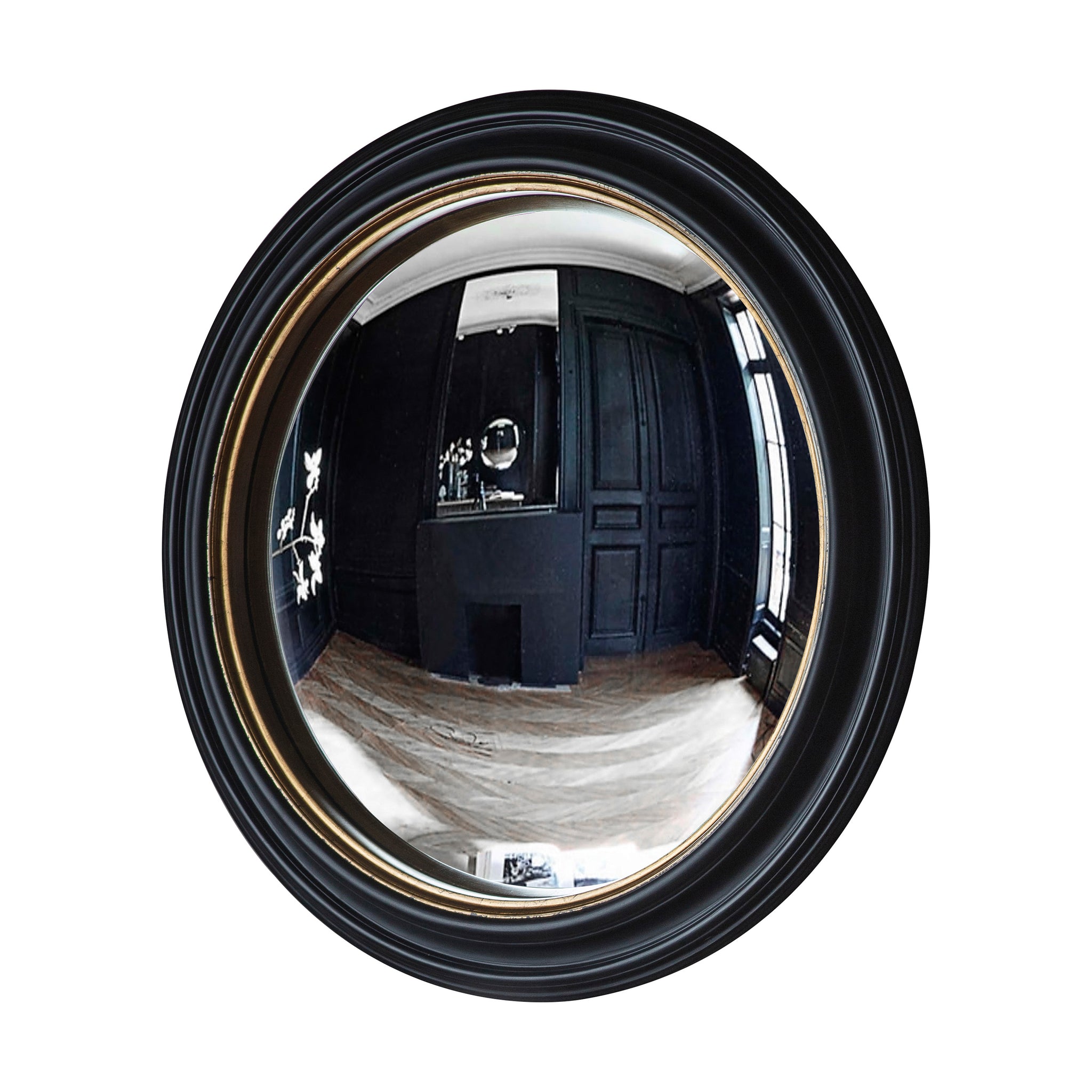 Rockford Convex Mirror Black & Gold 63 x 63 cm