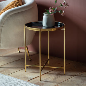 Valenti Side Table Gold Black