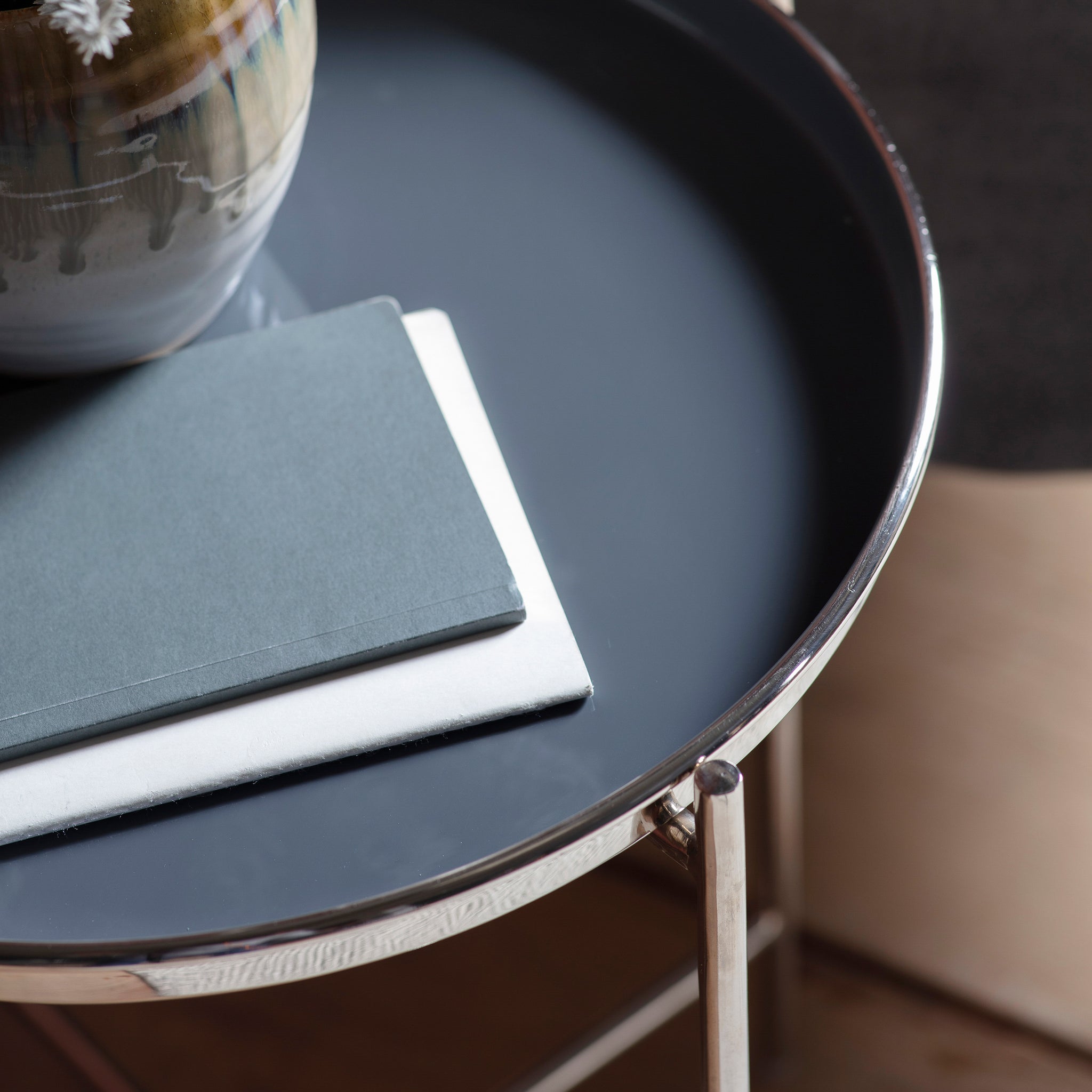 Valenti Side Table Silver/Dark Grey