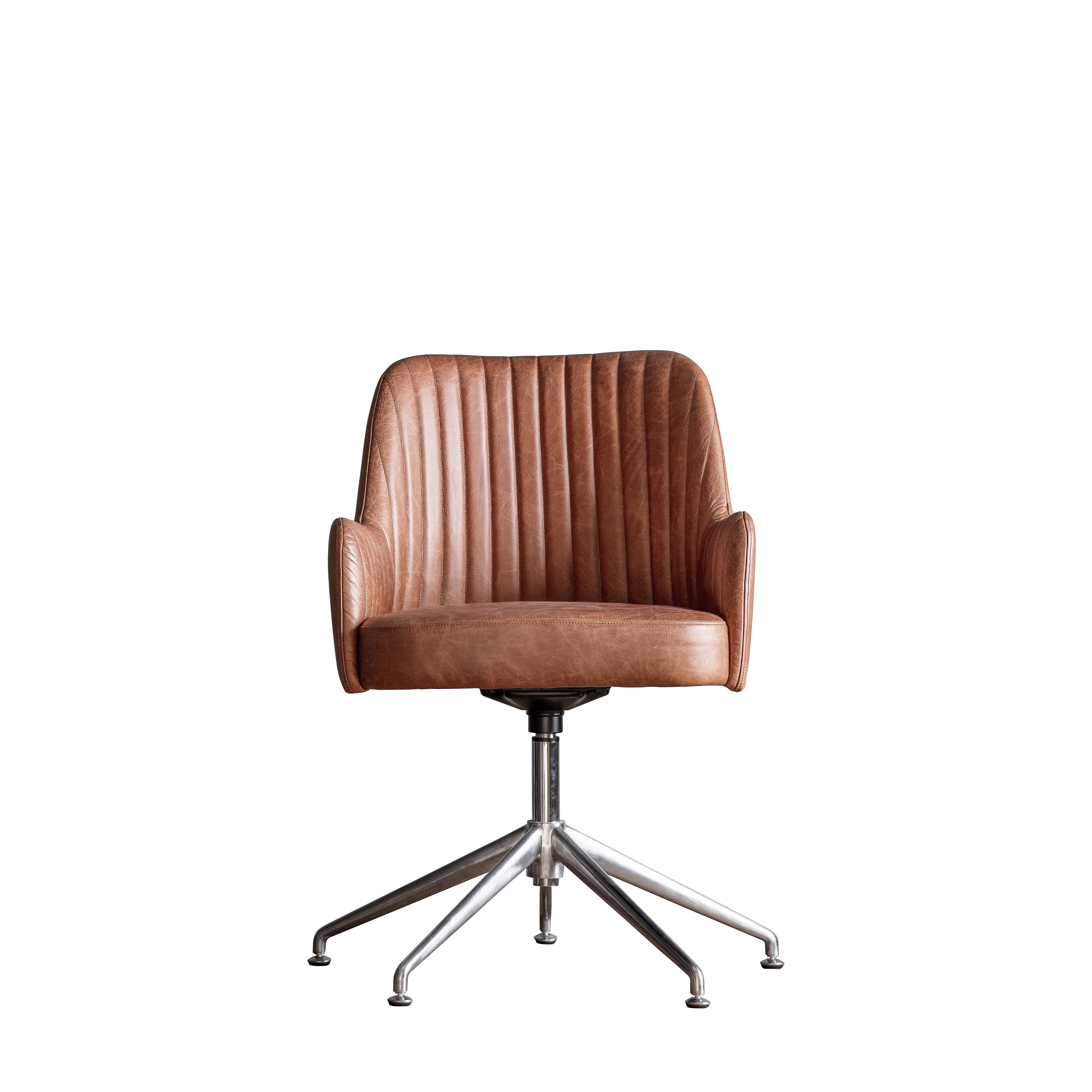 Currie Swivel Chair Vintage Brown Leather