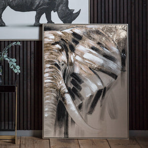 Wandering Elephant Abstract Framed Canvas