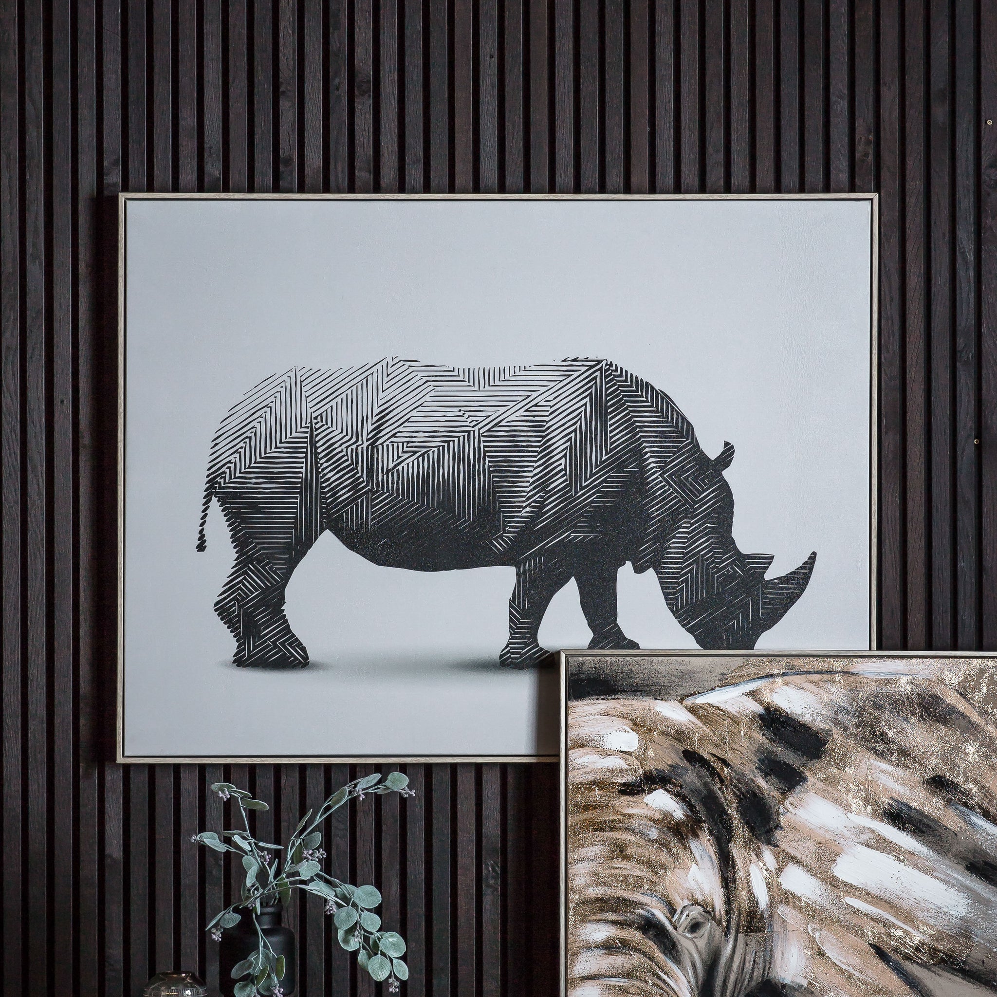 Rhino Abstract Framed Canvas