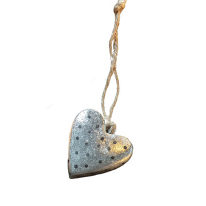 Hanging Dotted Hearts Silver Set of 6