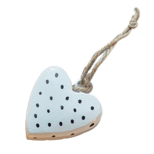 Hanging Dotted Hearts White Set of 6