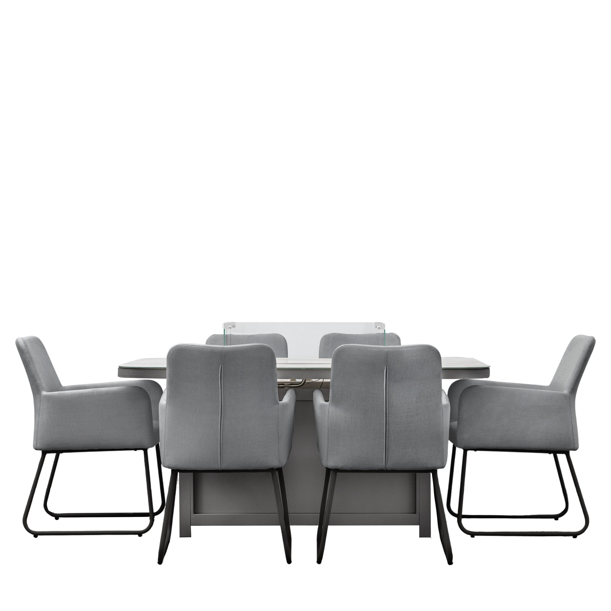 Alba 6 Seater Dining Set with Fire Pit Table Slate