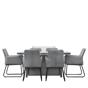 Alba 6 Seater Dining Set with Fire Pit Table Slate