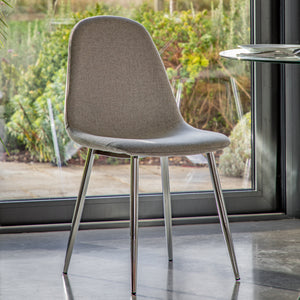 Macan Dining Chair Chrome Light Grey Set of 2
