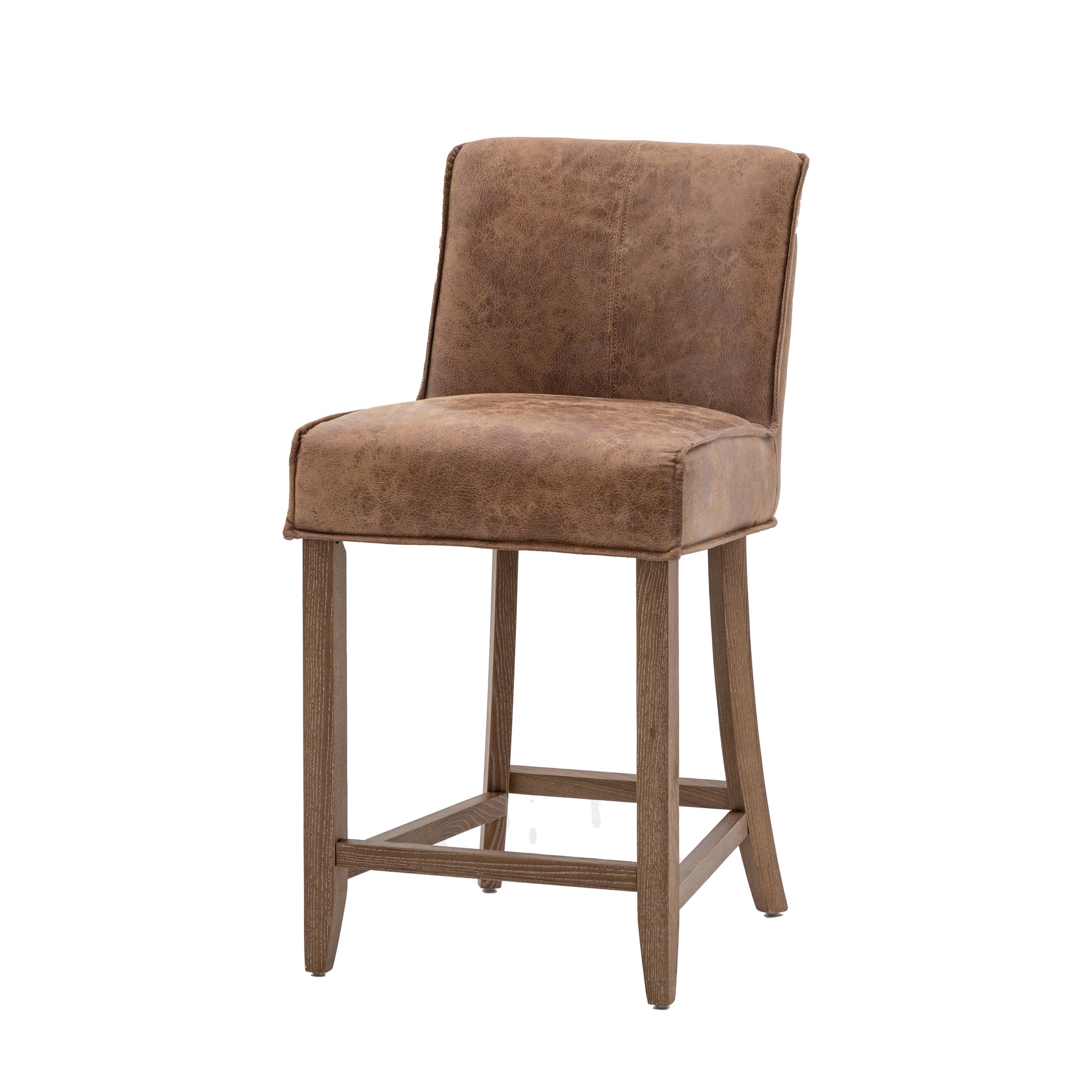 Tamby Bar Stool Brown Leather Set of 2