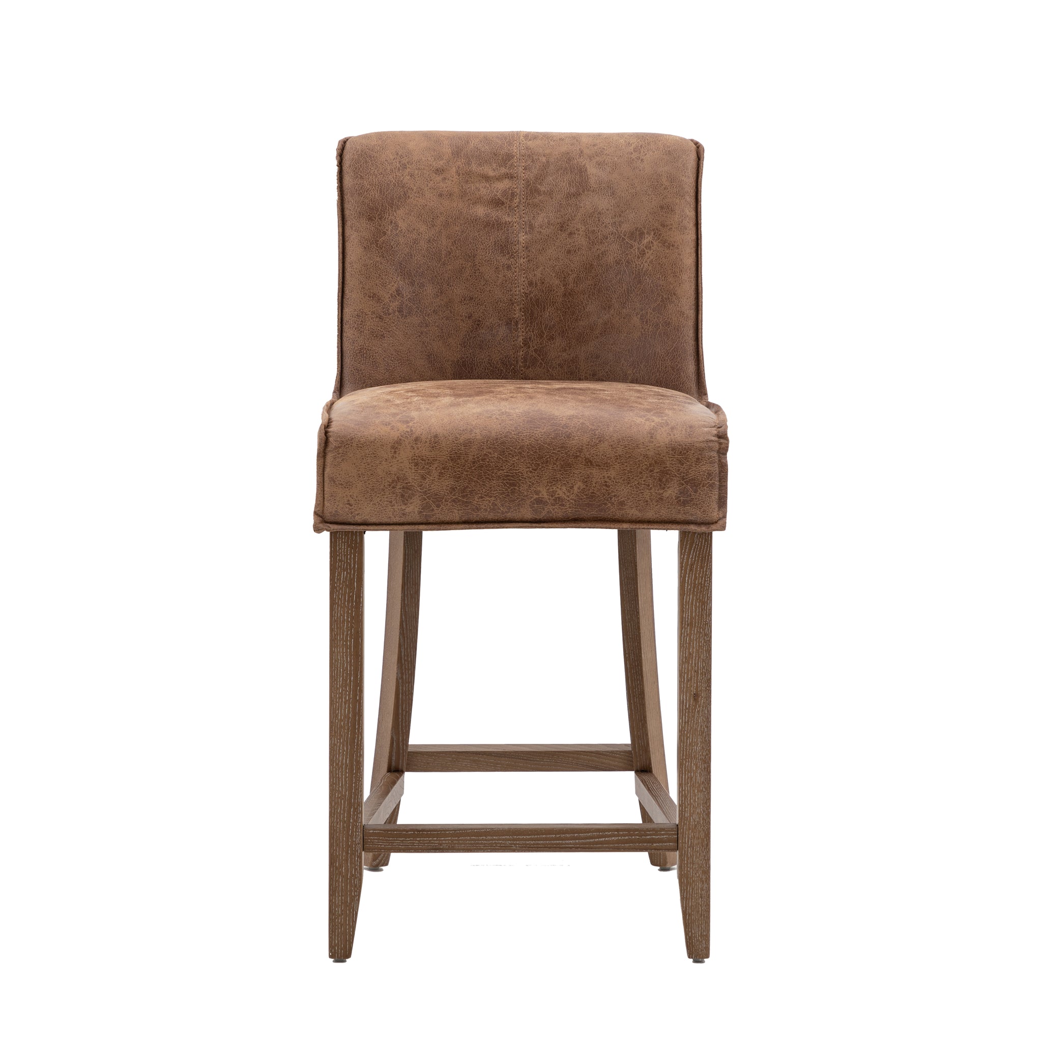 Tamby Bar Stool Brown Leather Set of 2