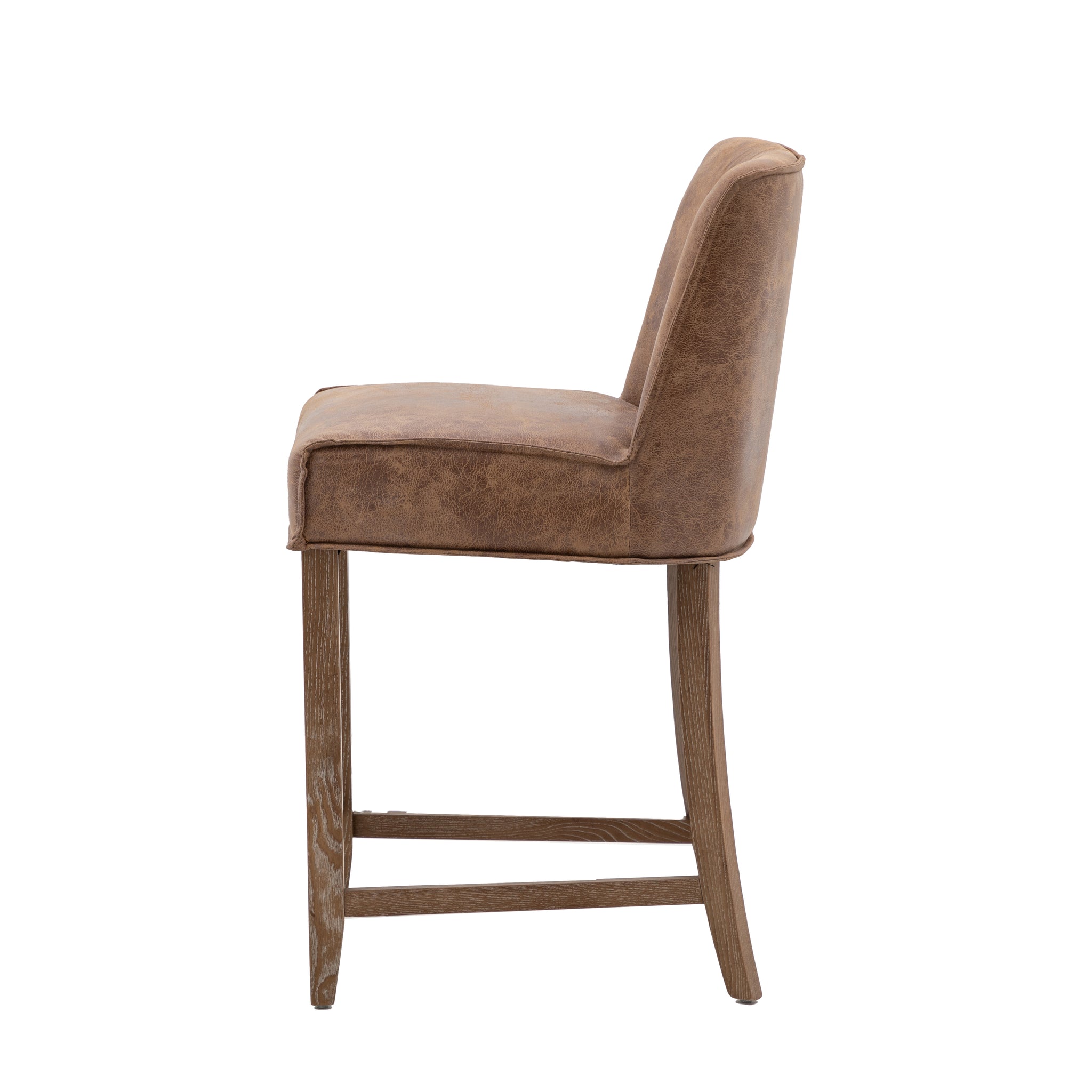 Tamby Bar Stool Brown Leather Set of 2