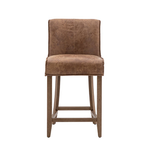 Tamby Bar Stool Brown Leather Set of 2