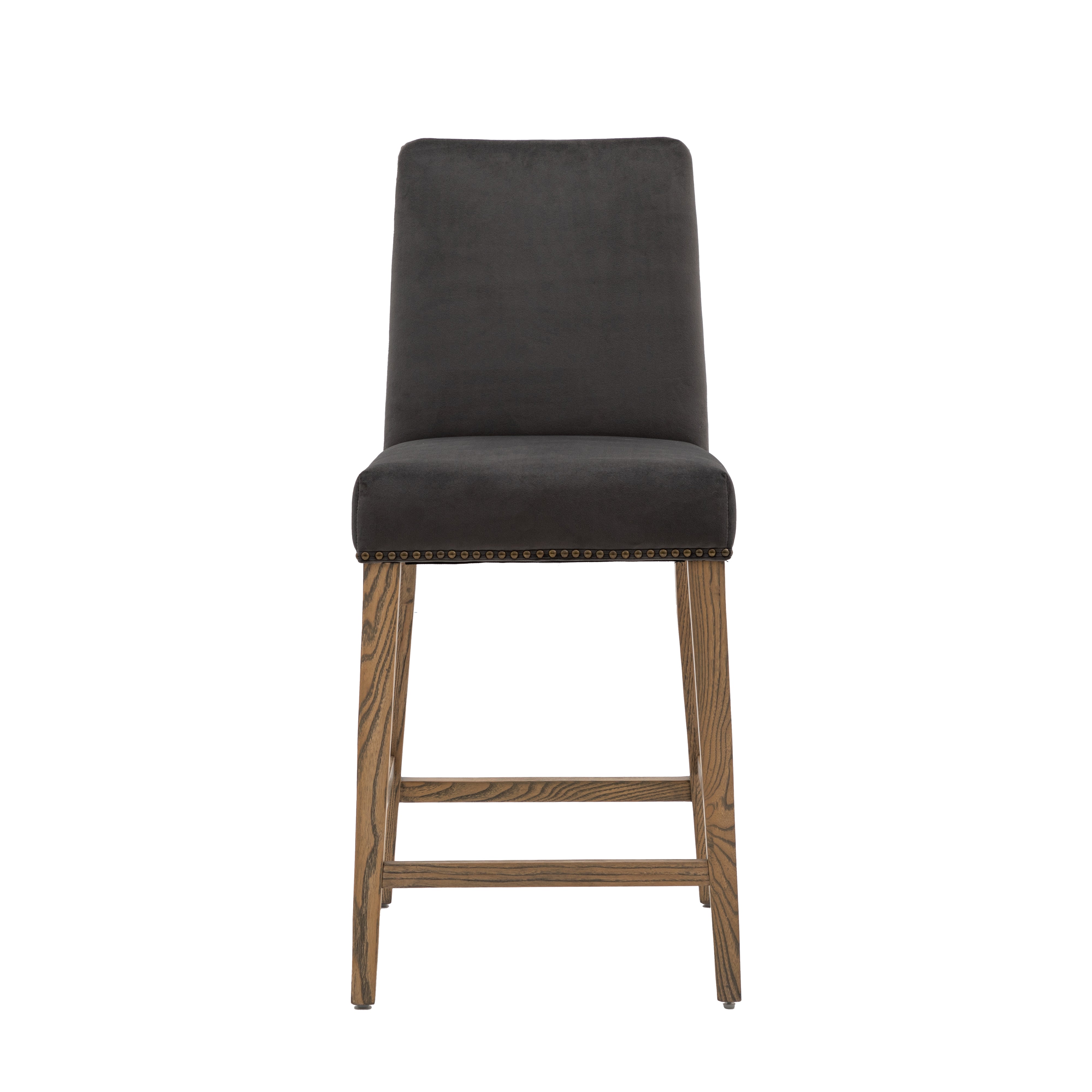 Hex Bar Stool Mouse Velvet Set of 2