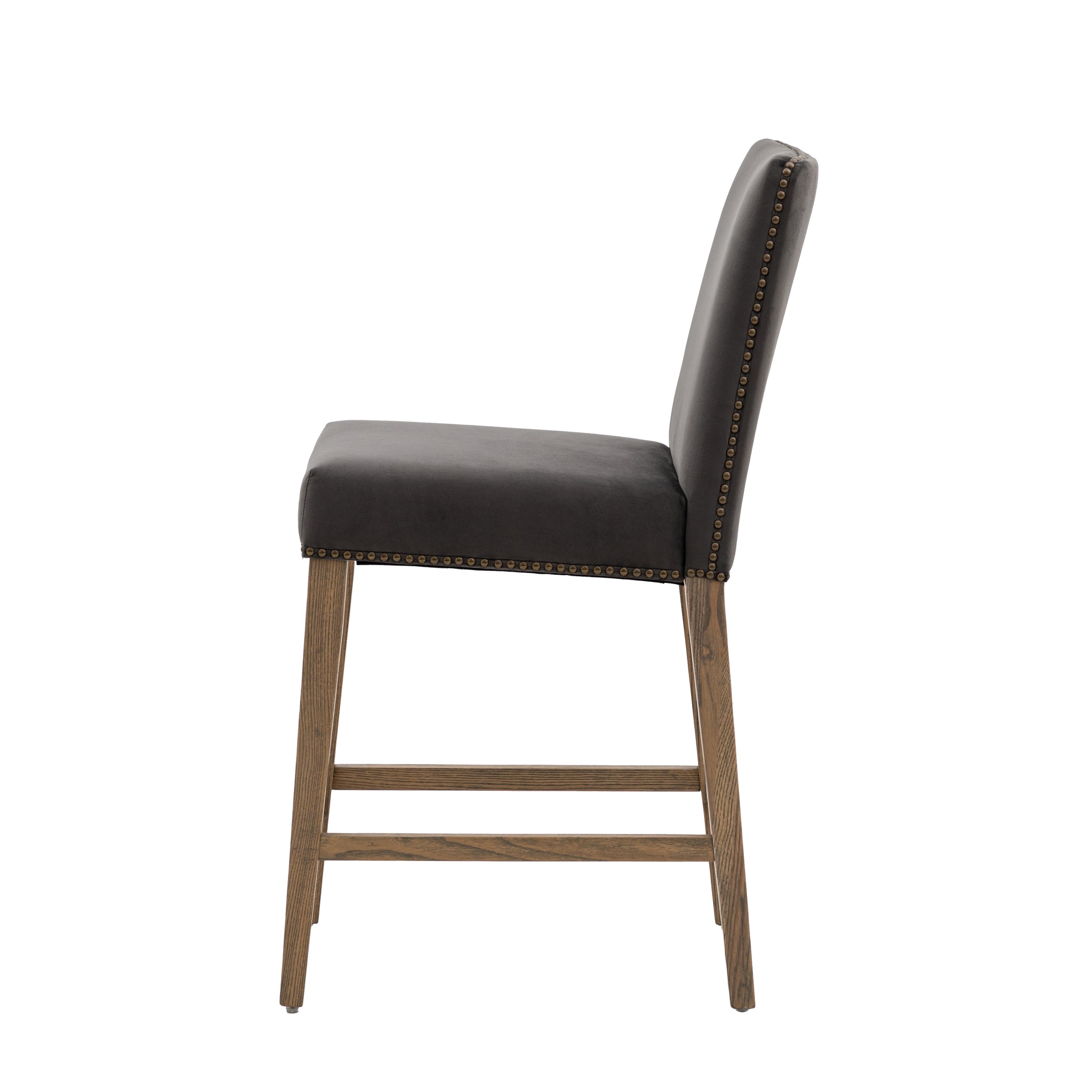 Hex Bar Stool Mouse Velvet Set of 2