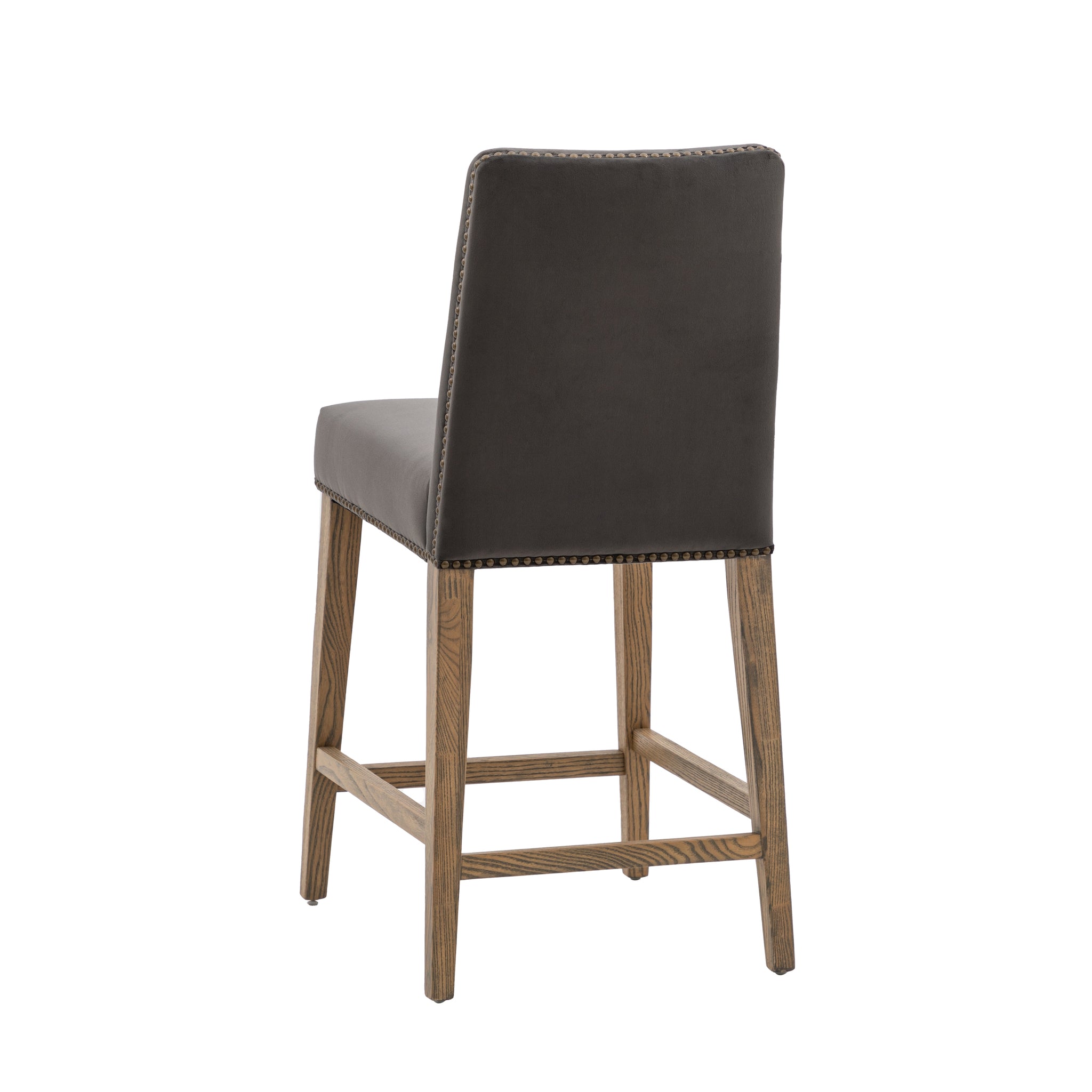 Hex Bar Stool Mouse Velvet Set of 2