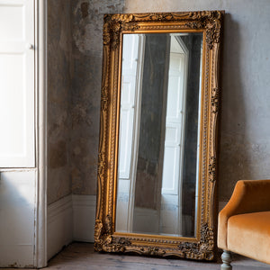 Carved Lewis Leaner Mirror Gold