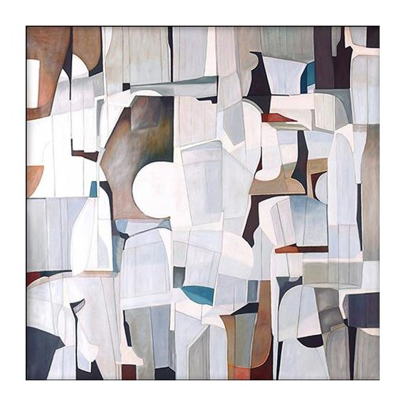Oil Painting on Canvas Large Square Abstract White Grey