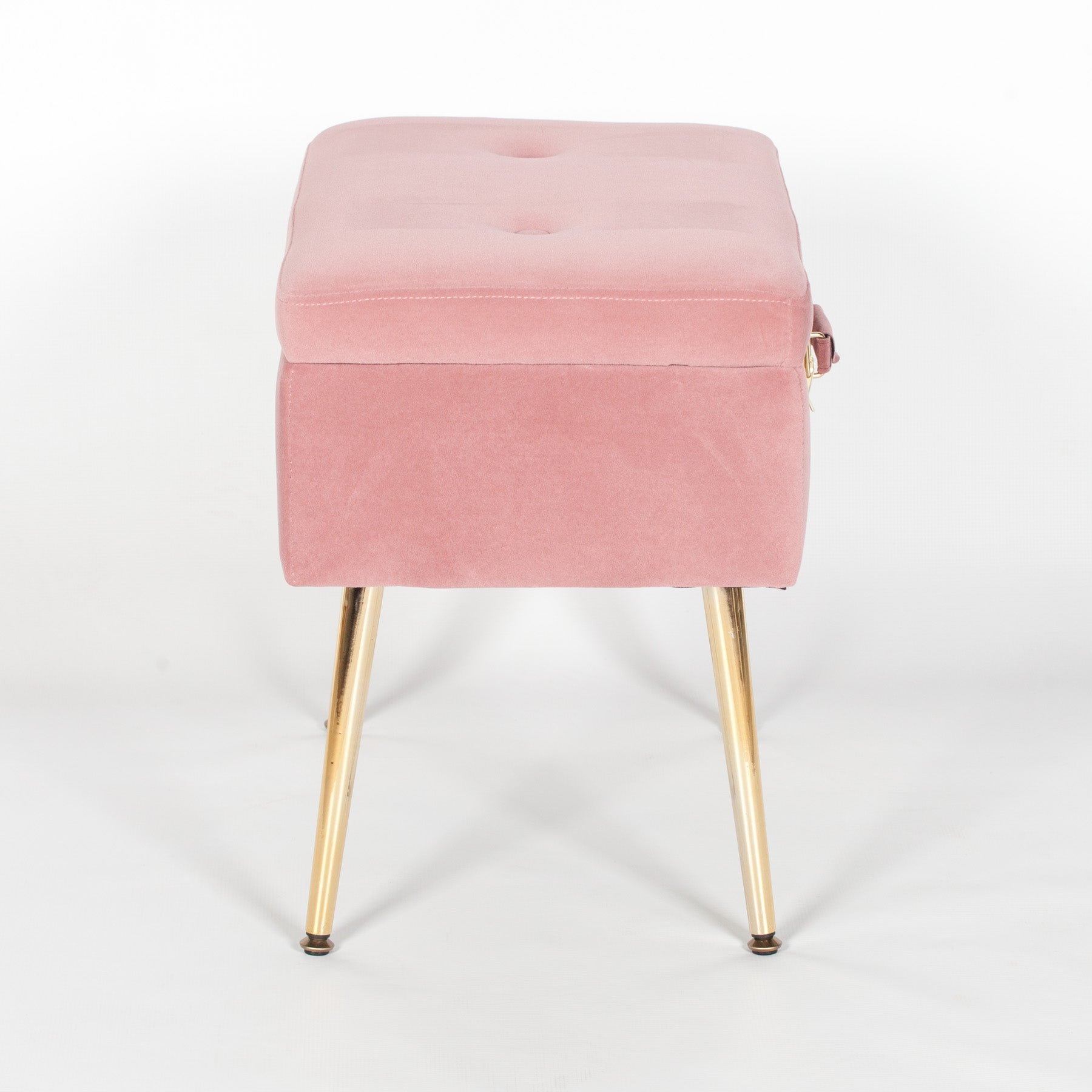 Pink Suitcase Stool with Gold Legs