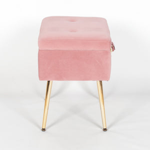 Pink Suitcase Stool with Gold Legs