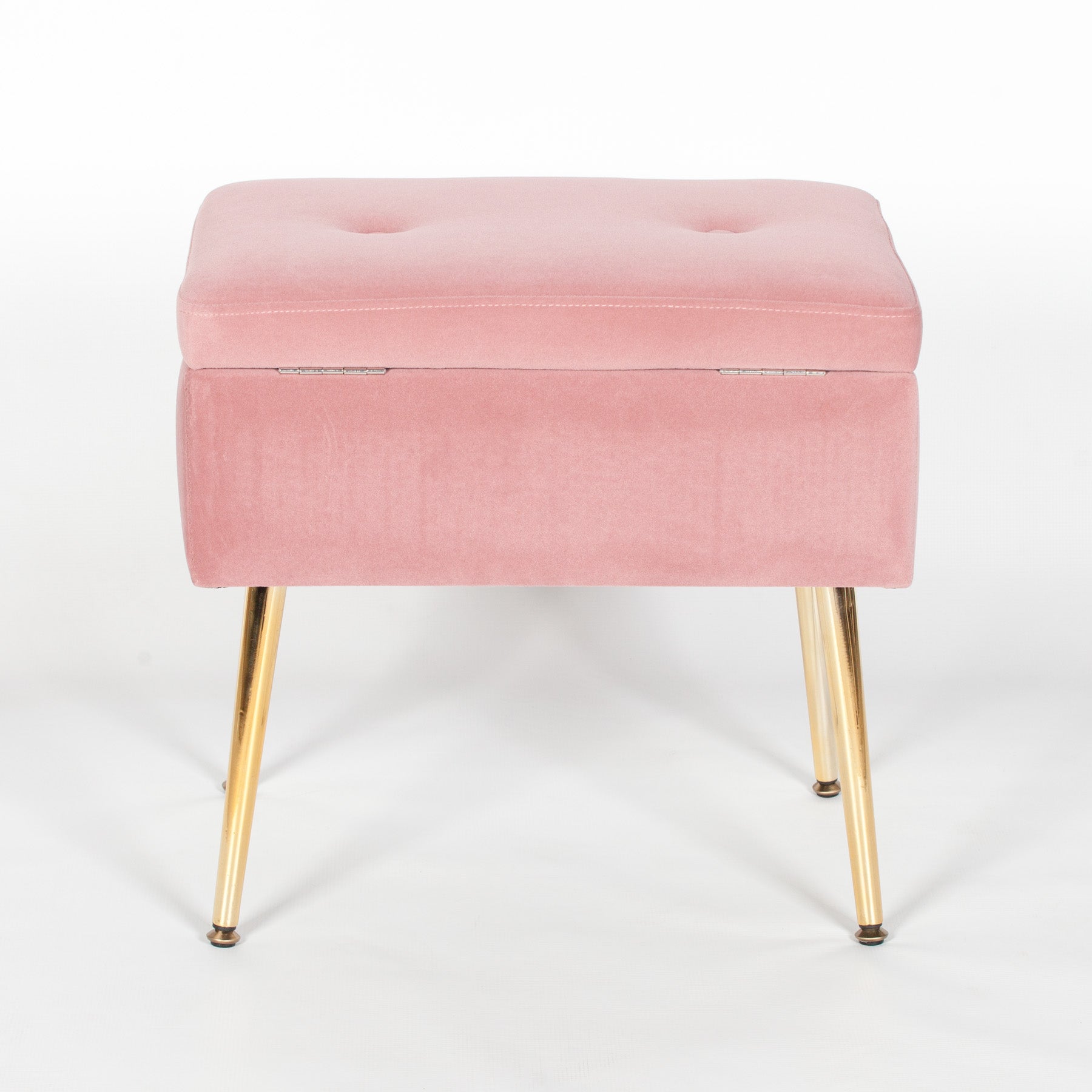Pink Suitcase Stool with Gold Legs