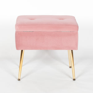 Pink Suitcase Stool with Gold Legs