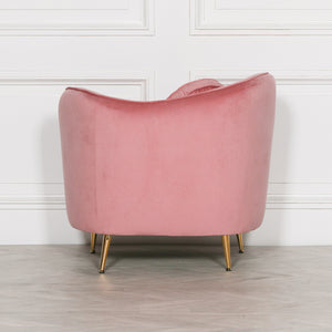 Pink Velvet Armchair with Cushion