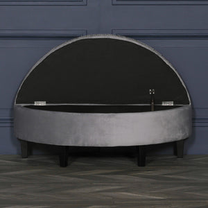 Grey Velvet Storage Pouf Ottoman
