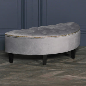 Grey Velvet Storage Pouf Ottoman