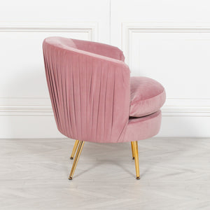 Pink Pleated Velvet Bedroom Chair