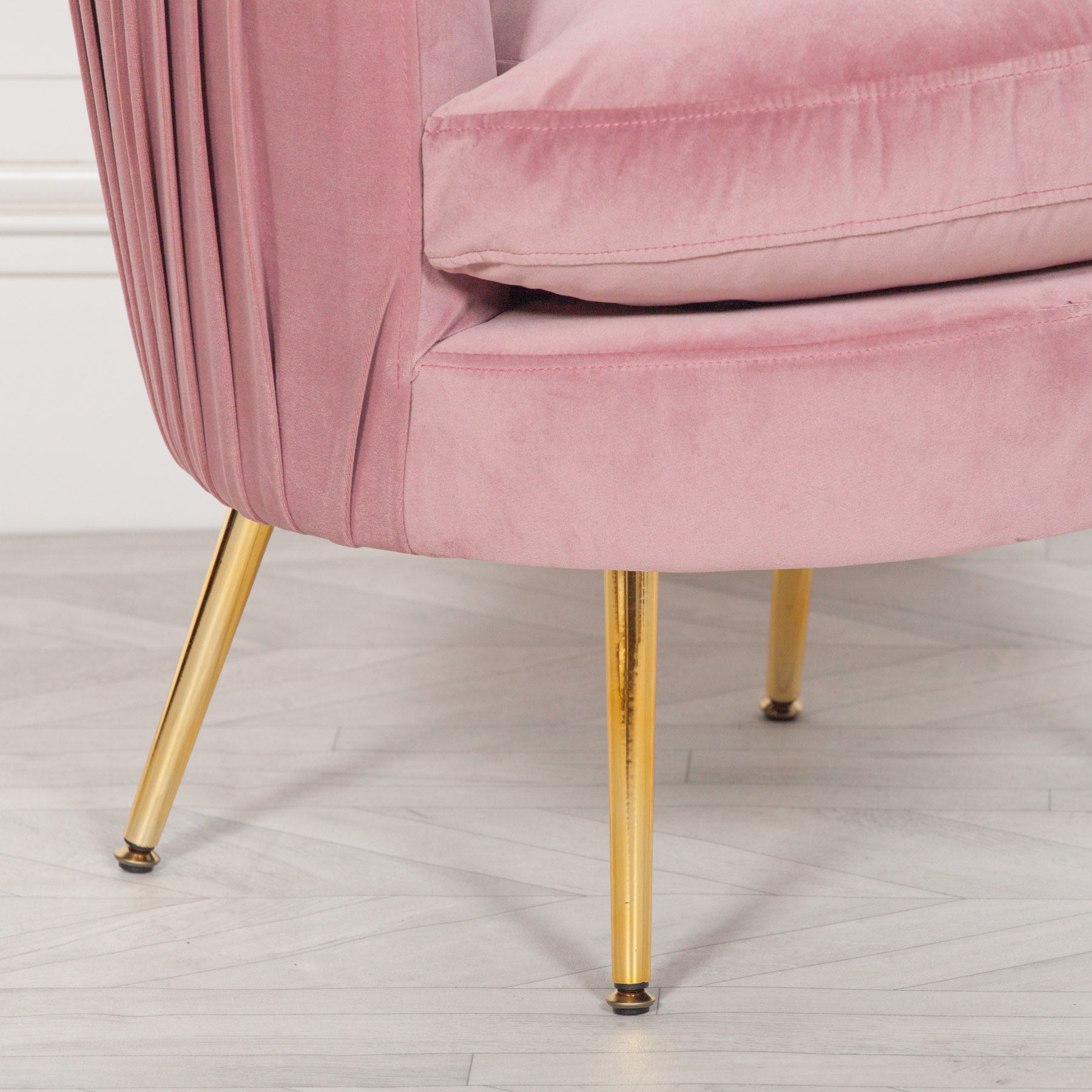 Pink Pleated Velvet Bedroom Chair