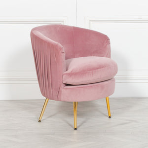 Pink Pleated Velvet Bedroom Chair
