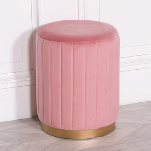 Pink Velvet Round Stool