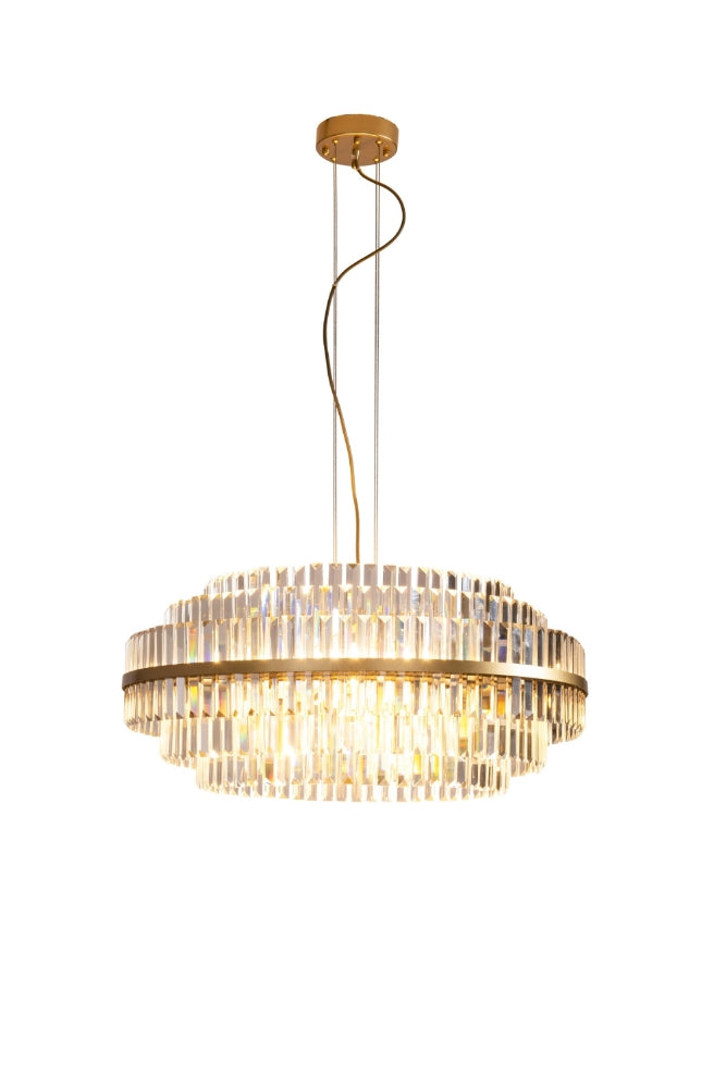 Agate 80 Cm Diameter Pendant Brass and Crystal