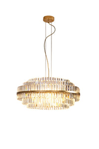 Agate 80 Cm Diameter Pendant Brass and Crystal