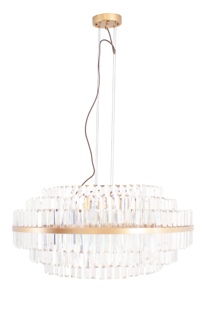 Agate 80 Cm Diameter Pendant Brass and Crystal