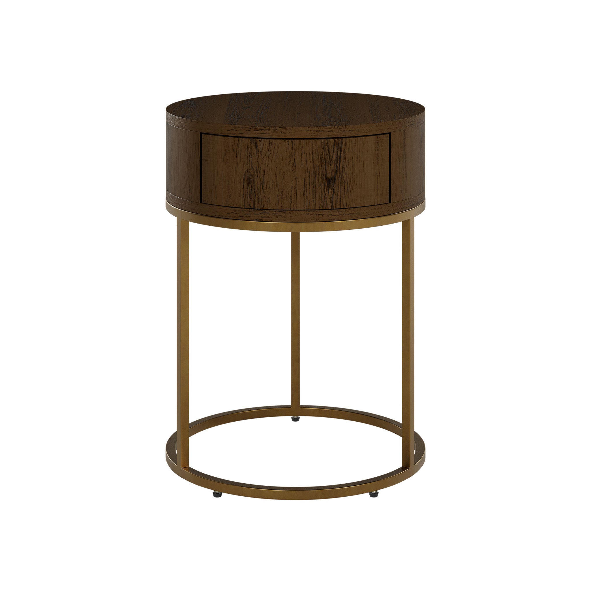 Hampton Round Wooden Bedside - Brown