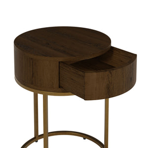 Hampton Round Wooden Bedside - Brown