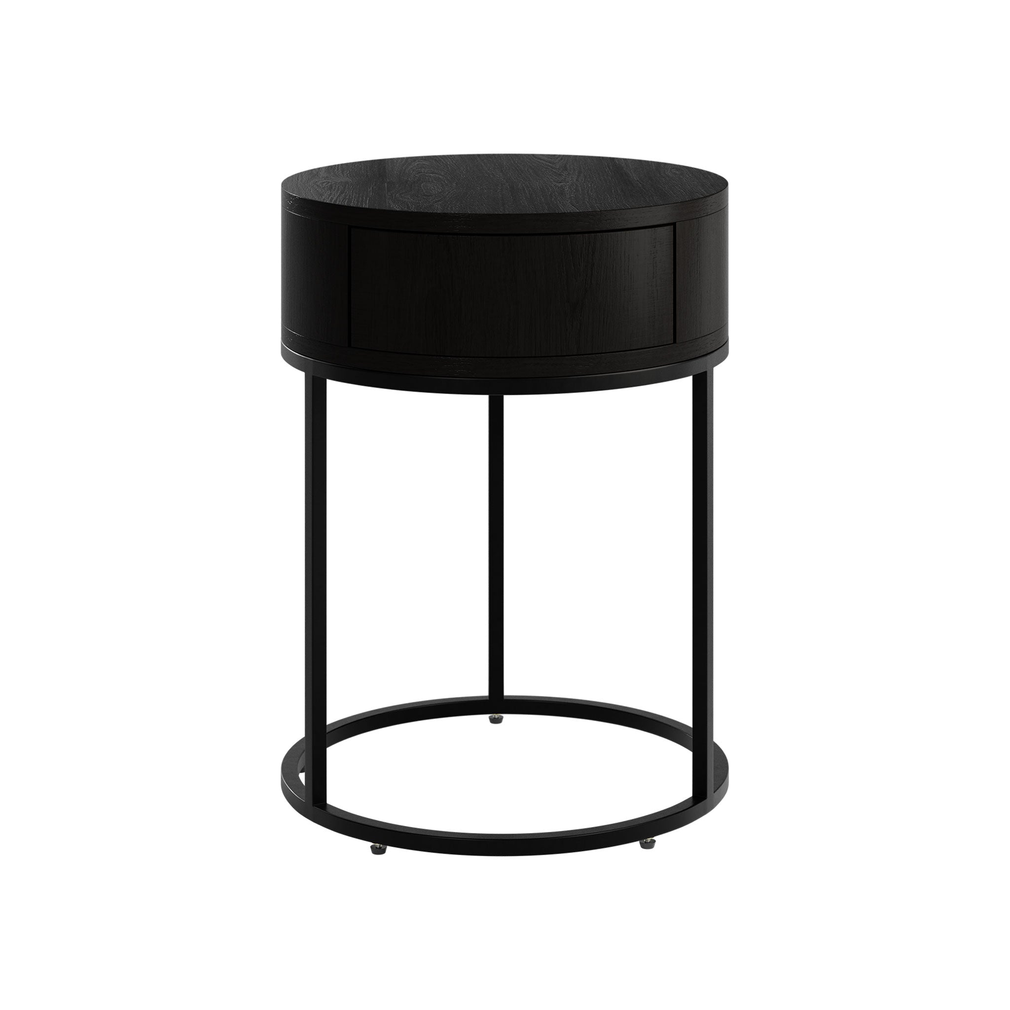 Hampton Round Wooden Bedside - Black