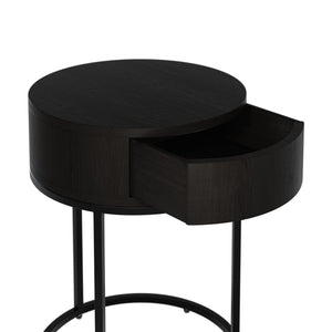 Hampton Round Wooden Bedside - Black