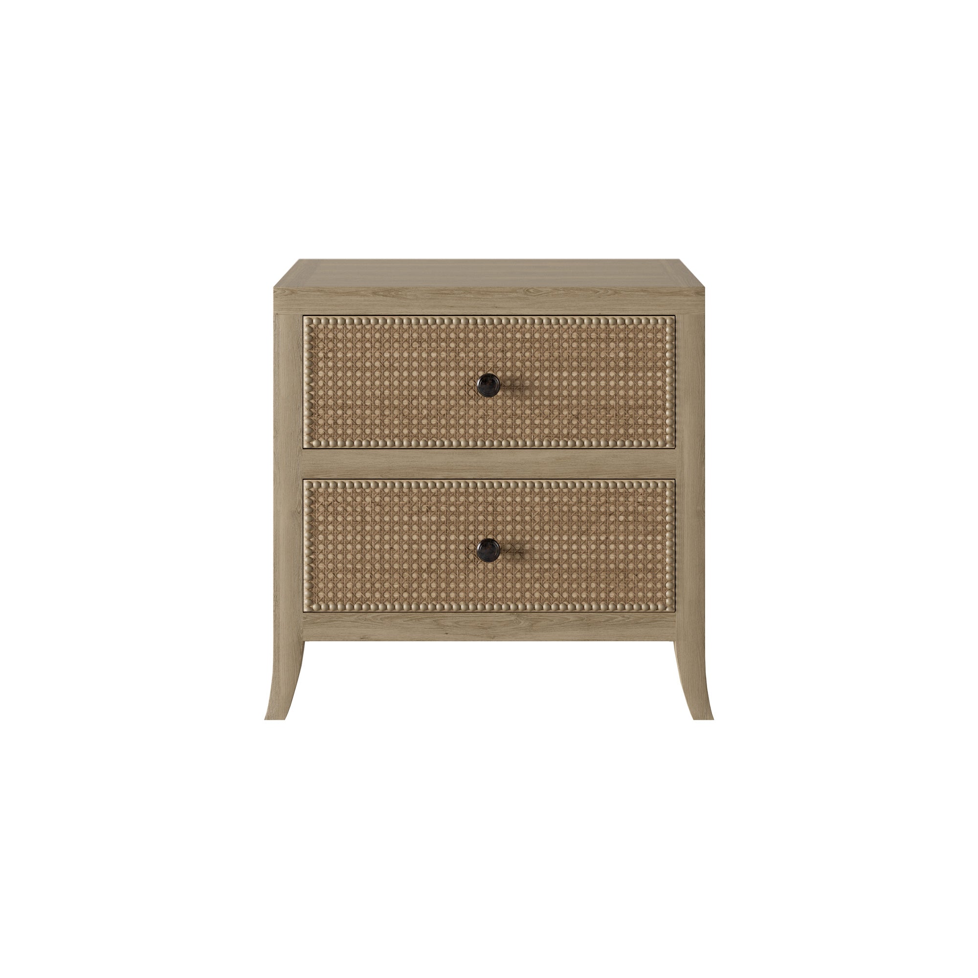Witley Bedside 2 Drawer Oak Rattan