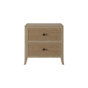 Witley Bedside 2 Drawer Oak Rattan