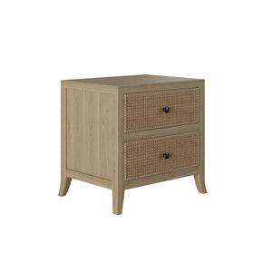 Witley Bedside 2 Drawer Oak Rattan