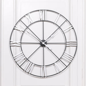 Large 102cm Metal Wall Clock with Silver Numerals