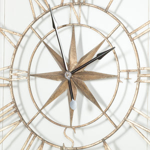 Extra Large 120cm Rustic Metal Compass Wall Clock