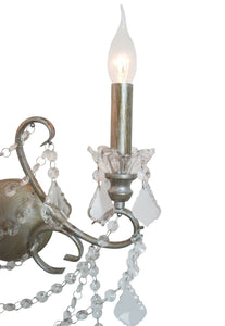 Antique Silver 2 Branch Cut Glass Chandelier Wall Light