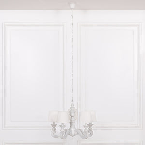 Distressed 5 Branch Chandelier with Shades