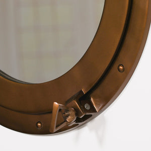 Medium Antiqued Brass Style Port Hole Mirror