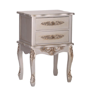 French Antique Silver 2 Drawer Bedside